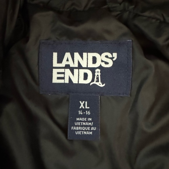 Lands' End Hooded Puffer Primaloft Jacket - Black - Unisex Youth XL (14-16) EUC - Picture 3 of 7